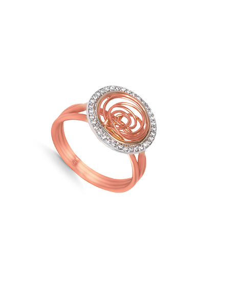 Spiral Shinny Circle Tirette Diamond Ring in 18K Rose Gold - S-X13R