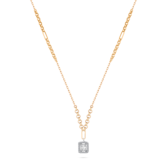 Unique frame chained necklace in 18K Rose Gold - hp143