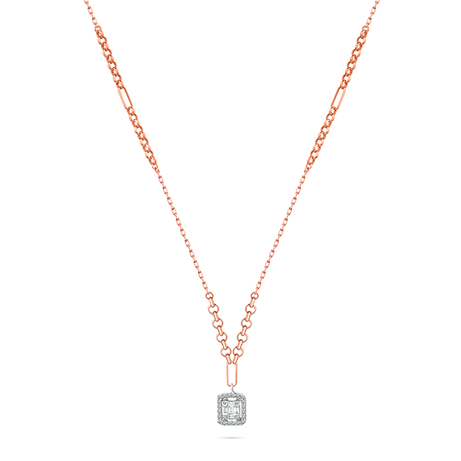 Unique frame chained necklace in 18K Rose Gold - HP143
