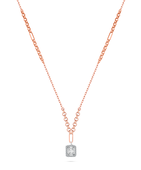 Unique frame chained necklace in 18K Rose Gold - HP143