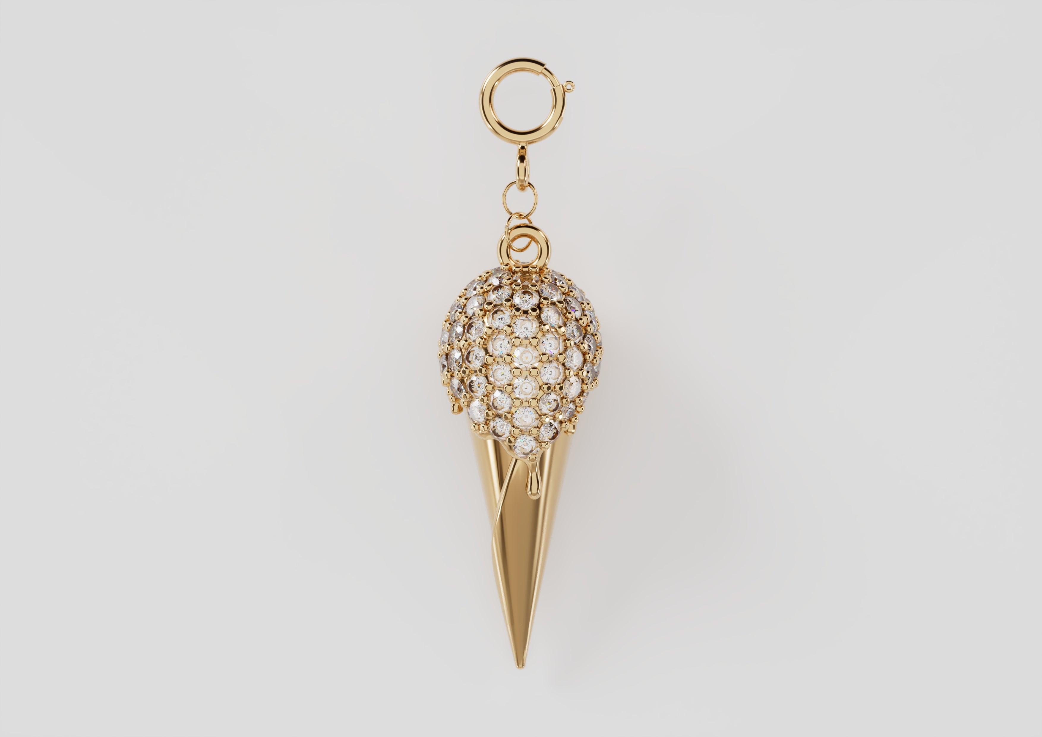 18k Gold Icecream Cone Encrusted with Diamonds - S-P618S