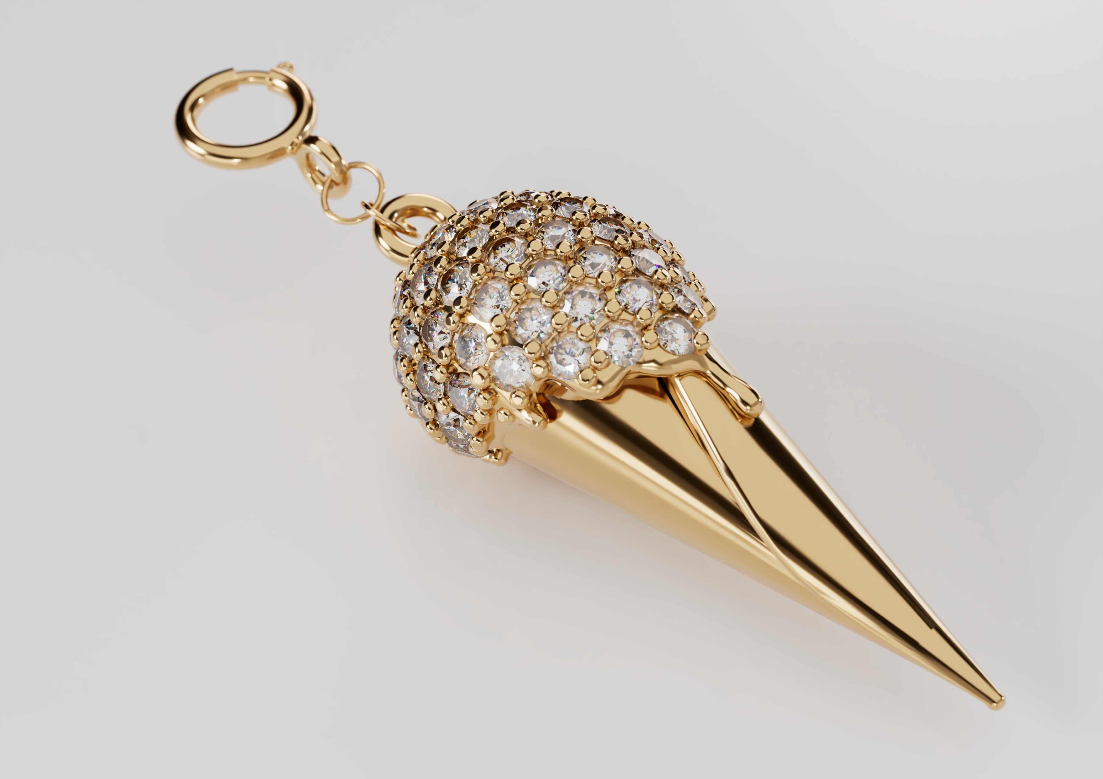 18k Gold Icecream Cone Encrusted with Diamonds - S-P618S