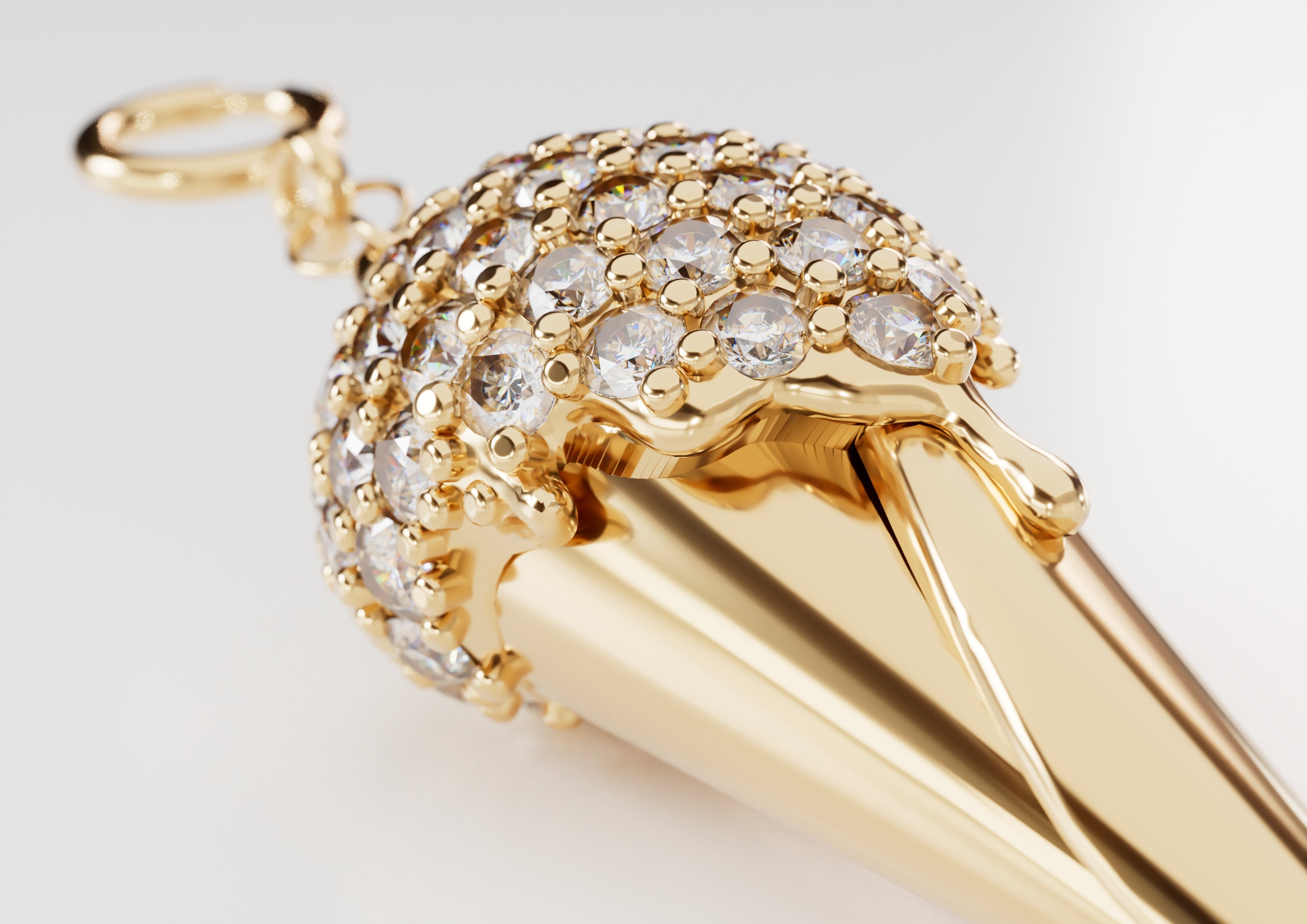 18k Gold Icecream Cone Encrusted with Diamonds - S-P618S