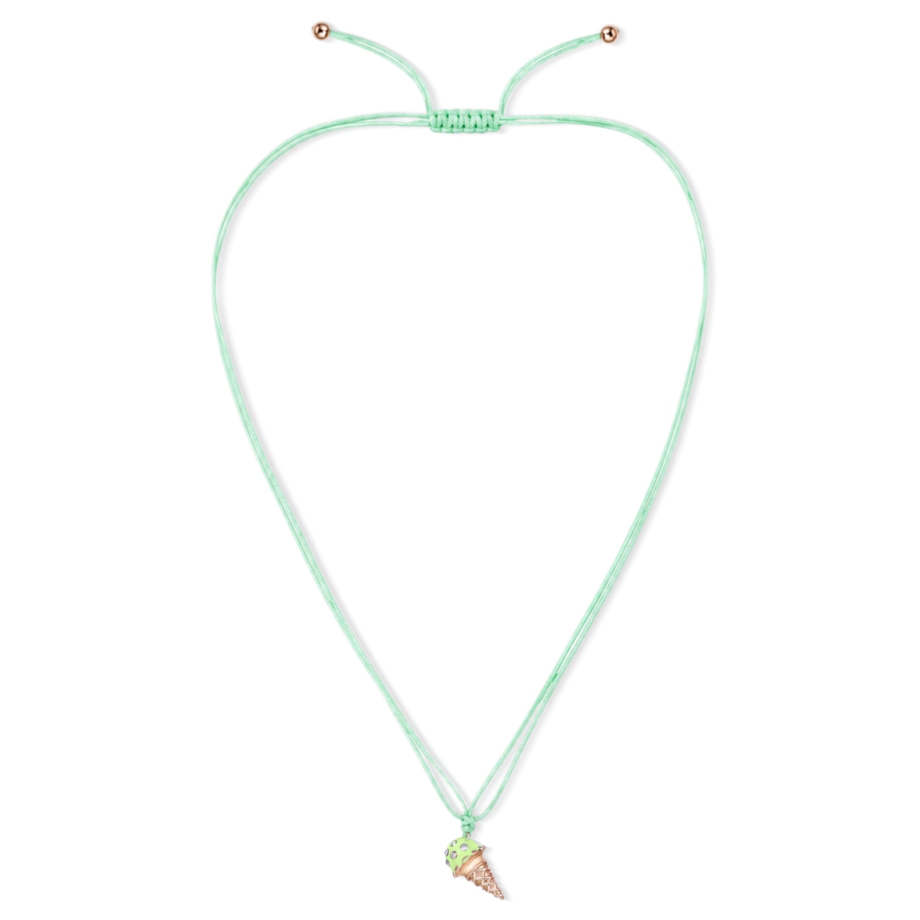 18K Rose Gold Dolato Scoop Cone Diamond Necklace in Pistachio