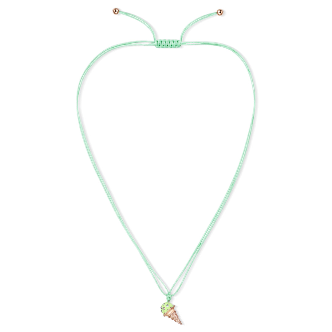 18K Rose Gold Dolato Scoop Cone Diamond Necklace in Pistachio