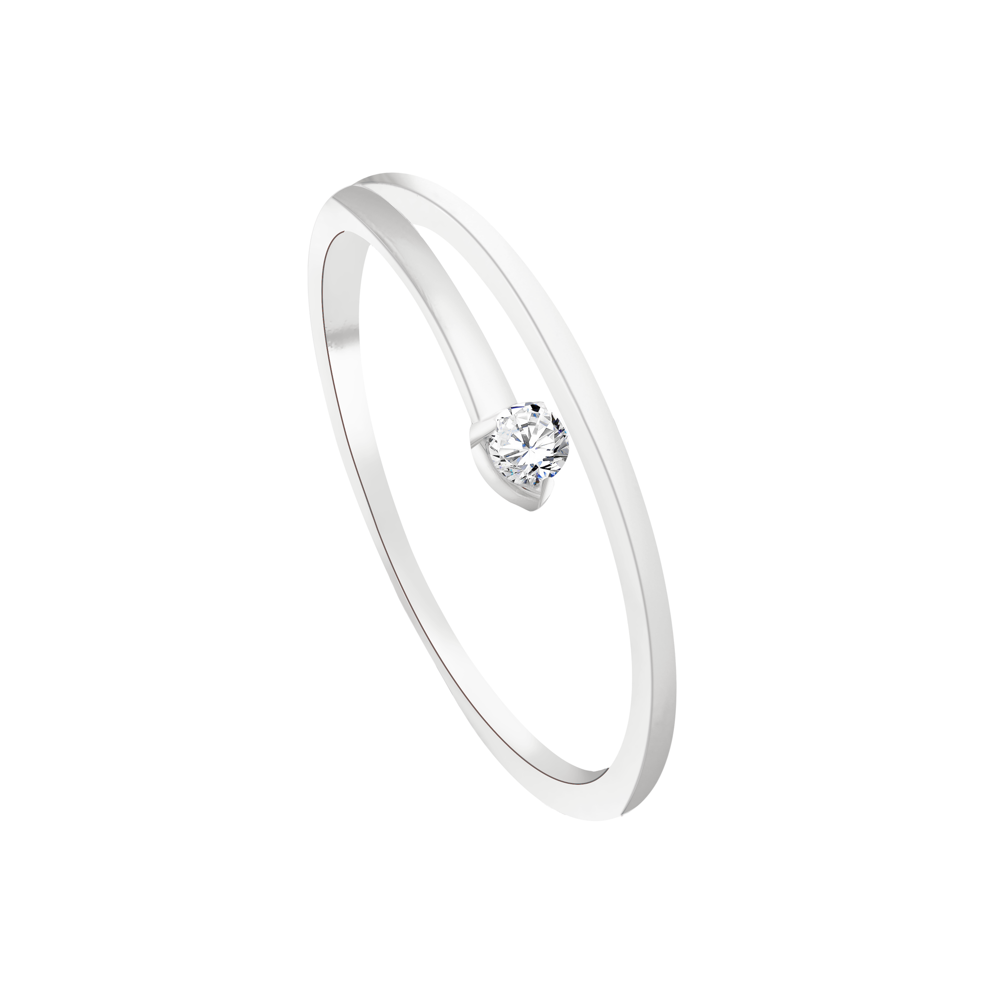 Revolving Round diamond ring in 18K White Gold - S-R205R