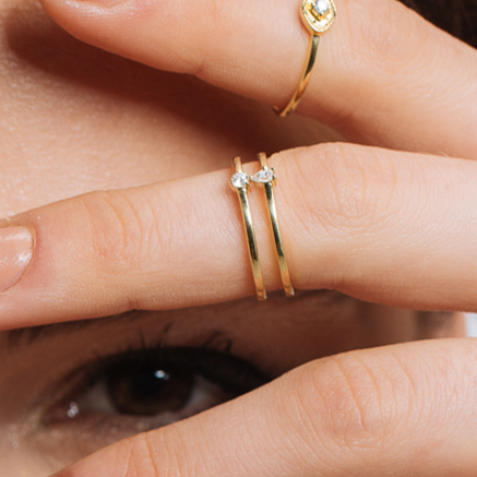 Pear and Round Double Layered Diamond Ring in 18k Yellow gold - S-R206S