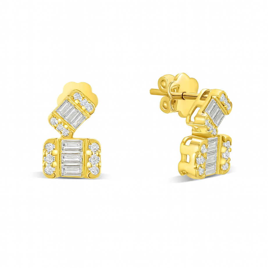 Special offer 18K Yellow gold Diamond Earring - S-X163E