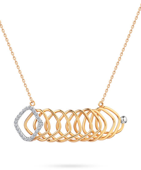 Geometrical Tirette Shaped Unique Diamond Necklace in 18K Yellow Gold - S-X44N
