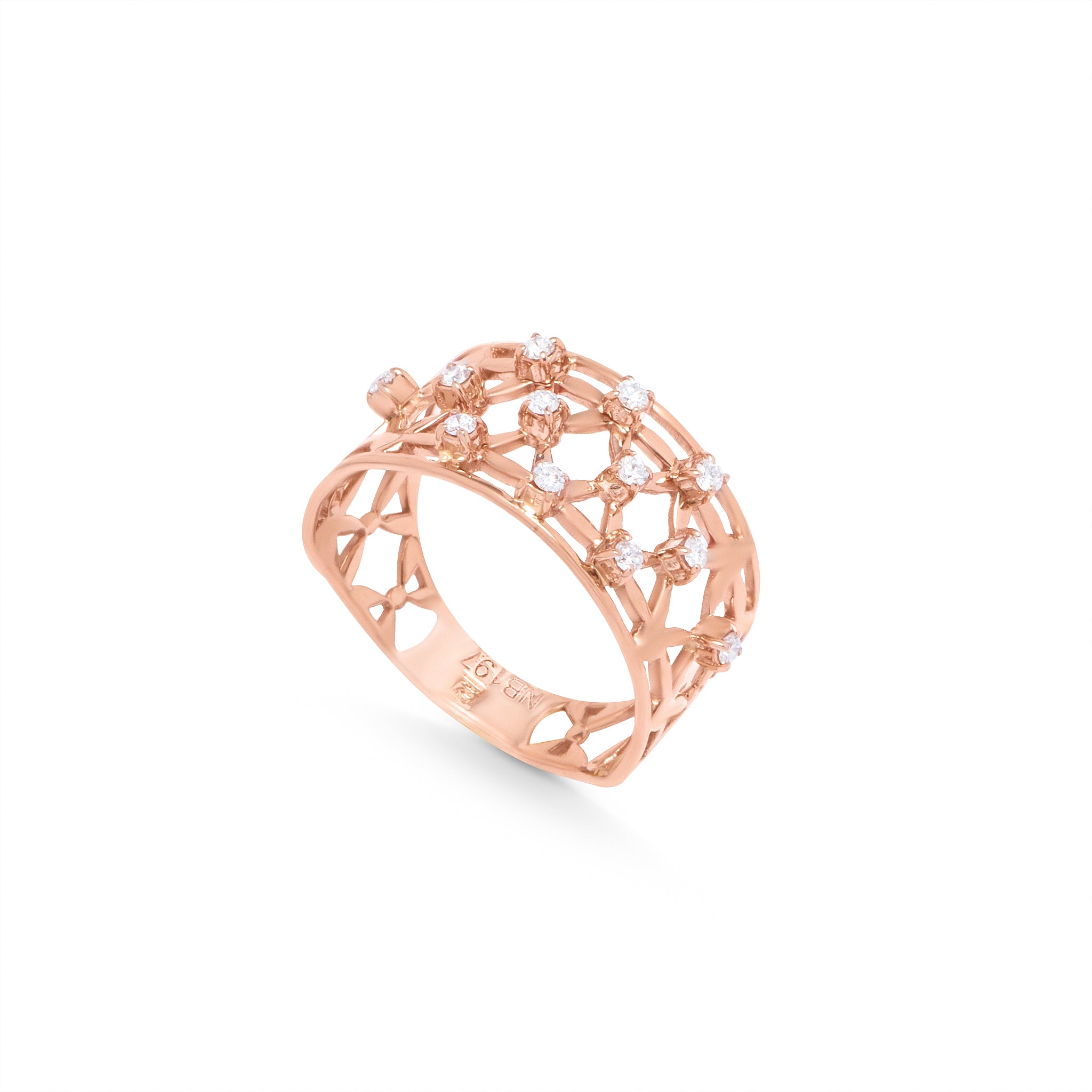 Geometrical Diamond Ring in 18k Rose Gold - SIR1452