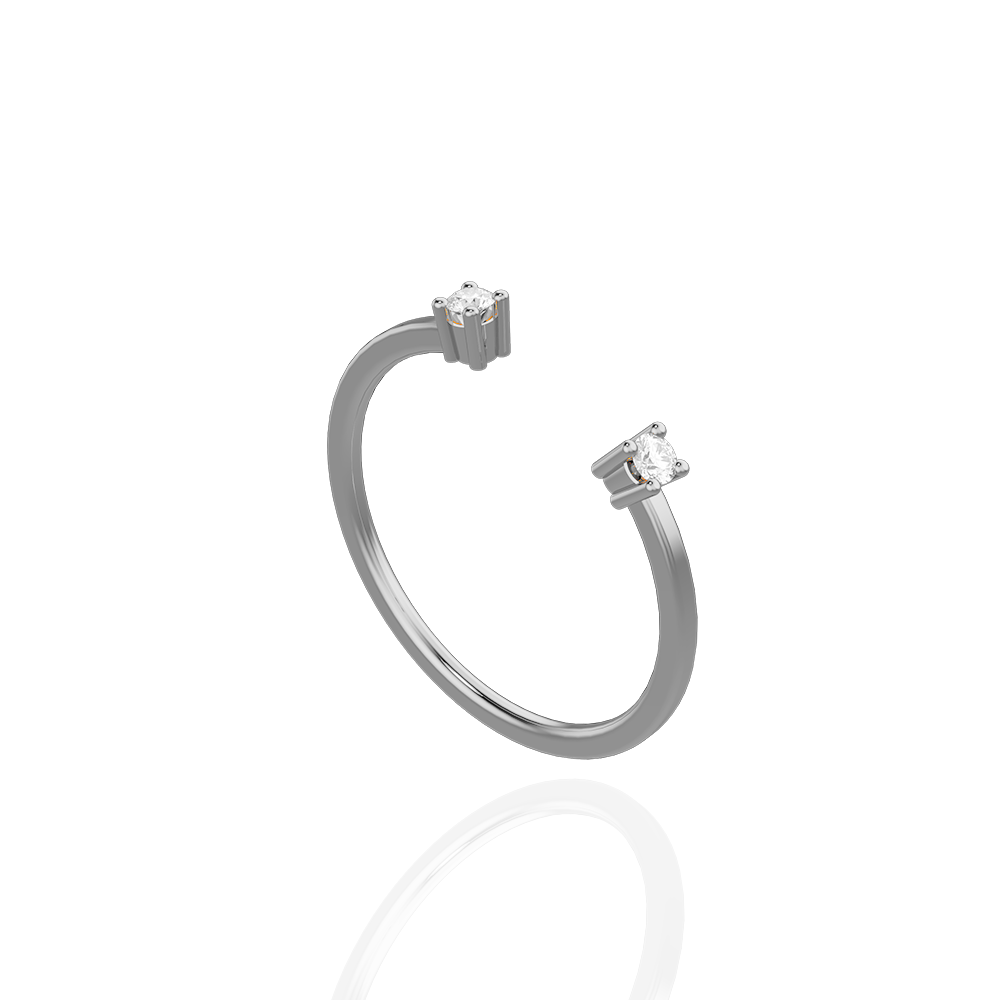 2 diamond beads free size Ring in White 18K Gold - SIR1572R