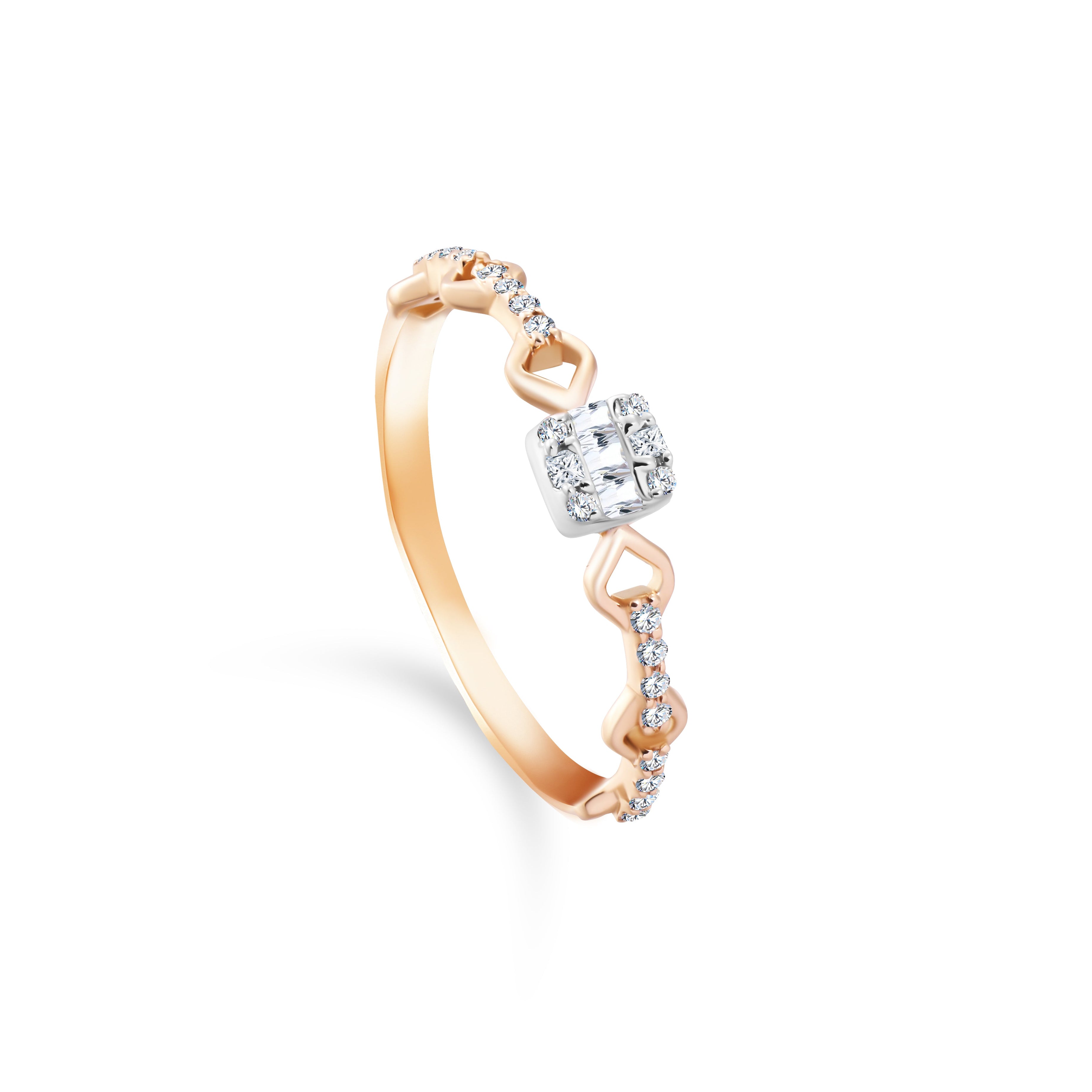 Half diamonded Ring in 18K Yellow Gold - S-R222S