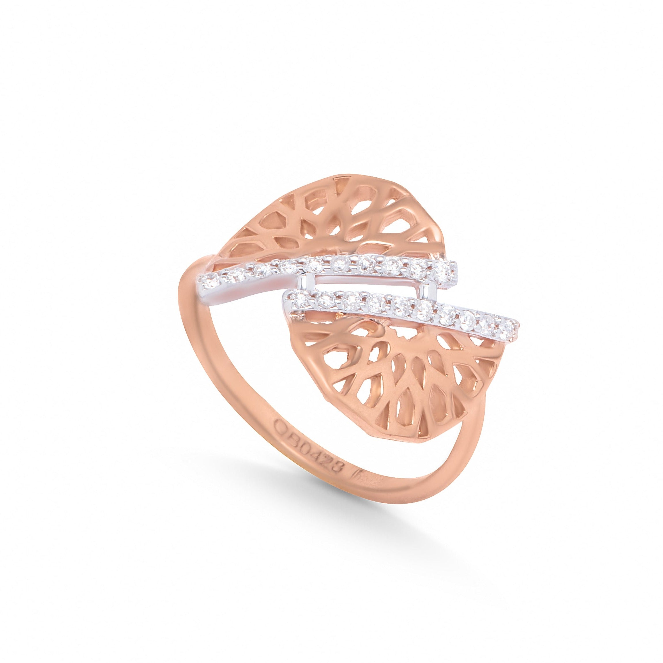 Geometrical Diamond Ring in 18k Rose Gold - S-RF038S