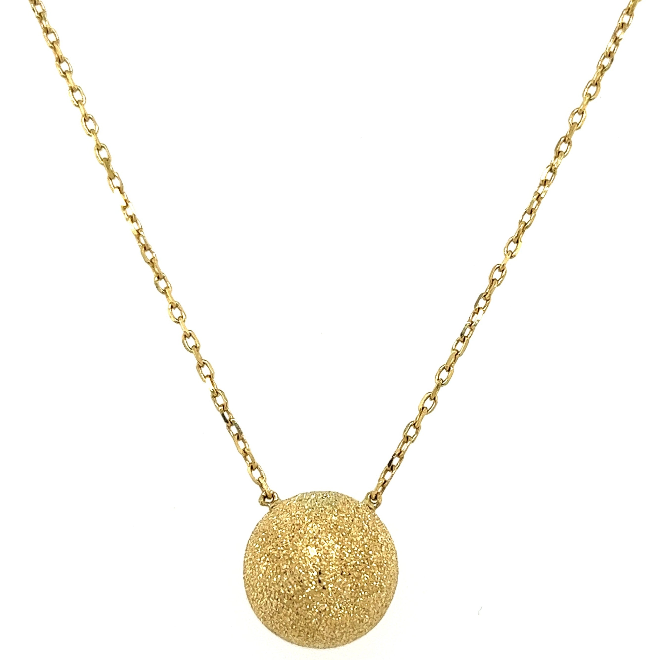 Beautiful dangling decorated golden ball Necklace in 18K Yellow Gold / J-p060ga