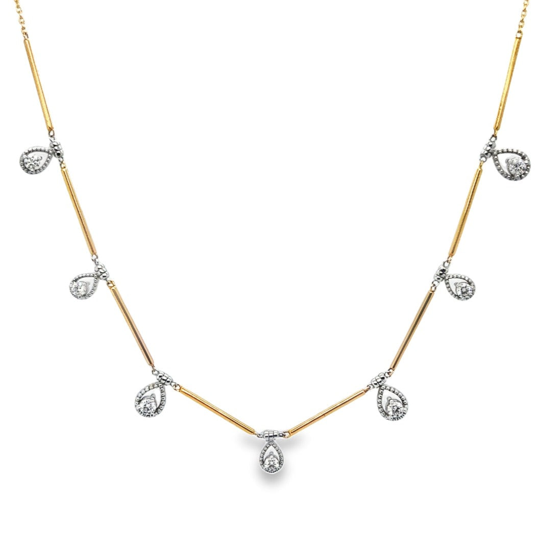Unique connected Bars Diamond Necklace in 18K Rose gold  - YT241410/J