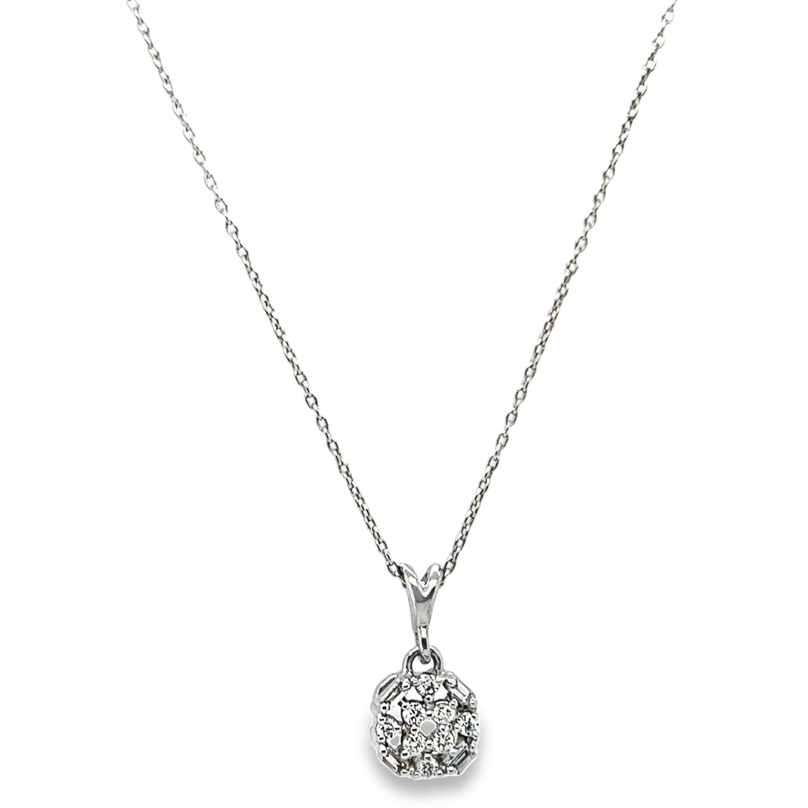 Precious Square Diamond Necklace in 18K White gold  - I-P185S