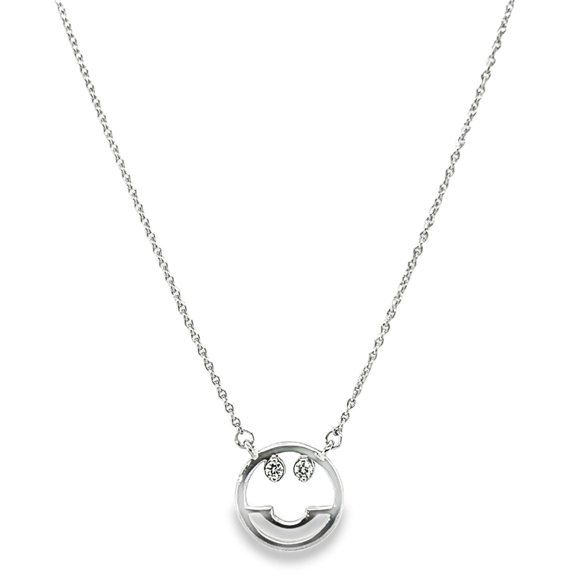 Smiley Face Diamond Necklace in 18K White gold - SIR1327