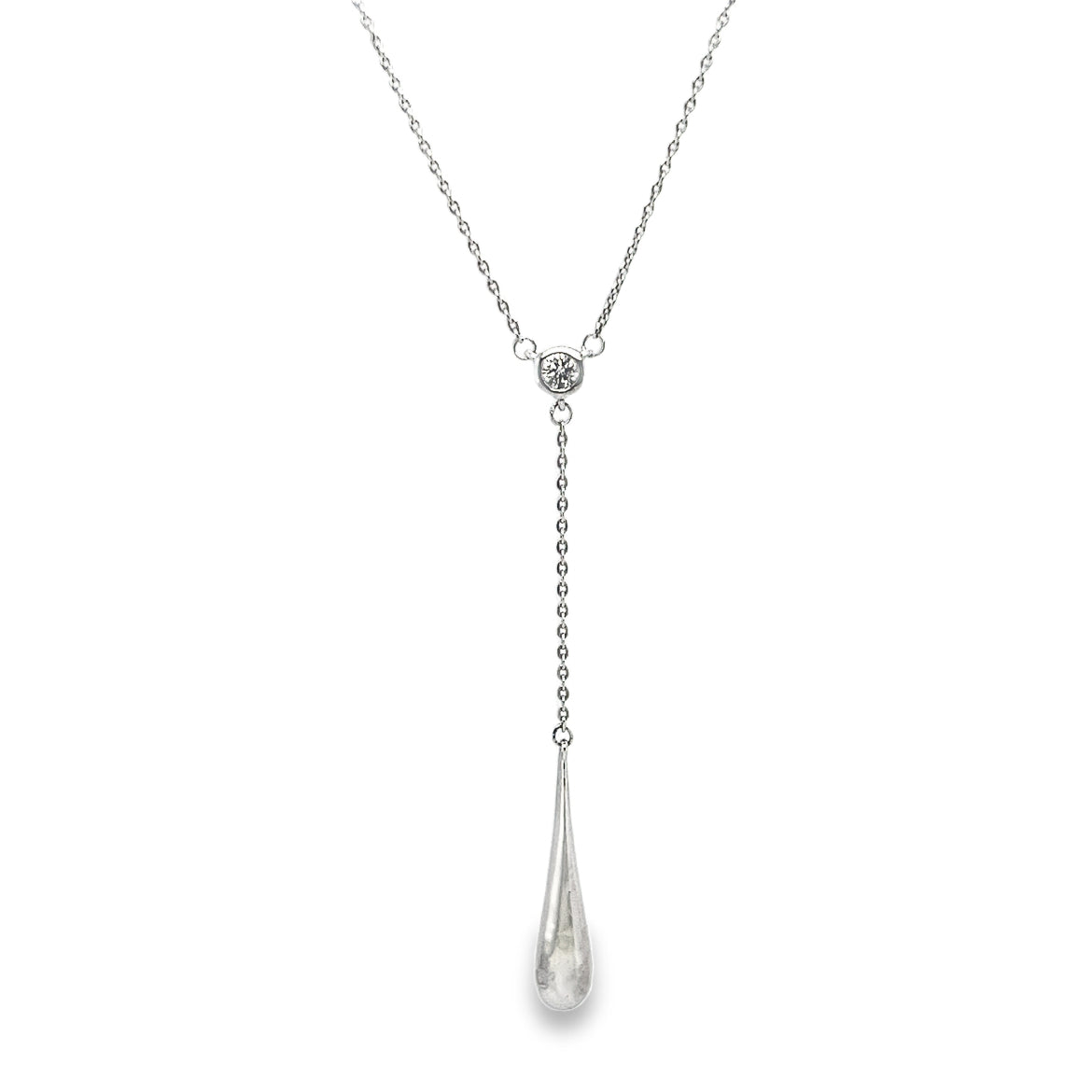 Beautiful Dangling Tear Diamond Necklace in 18K White gold  - SIR1300
