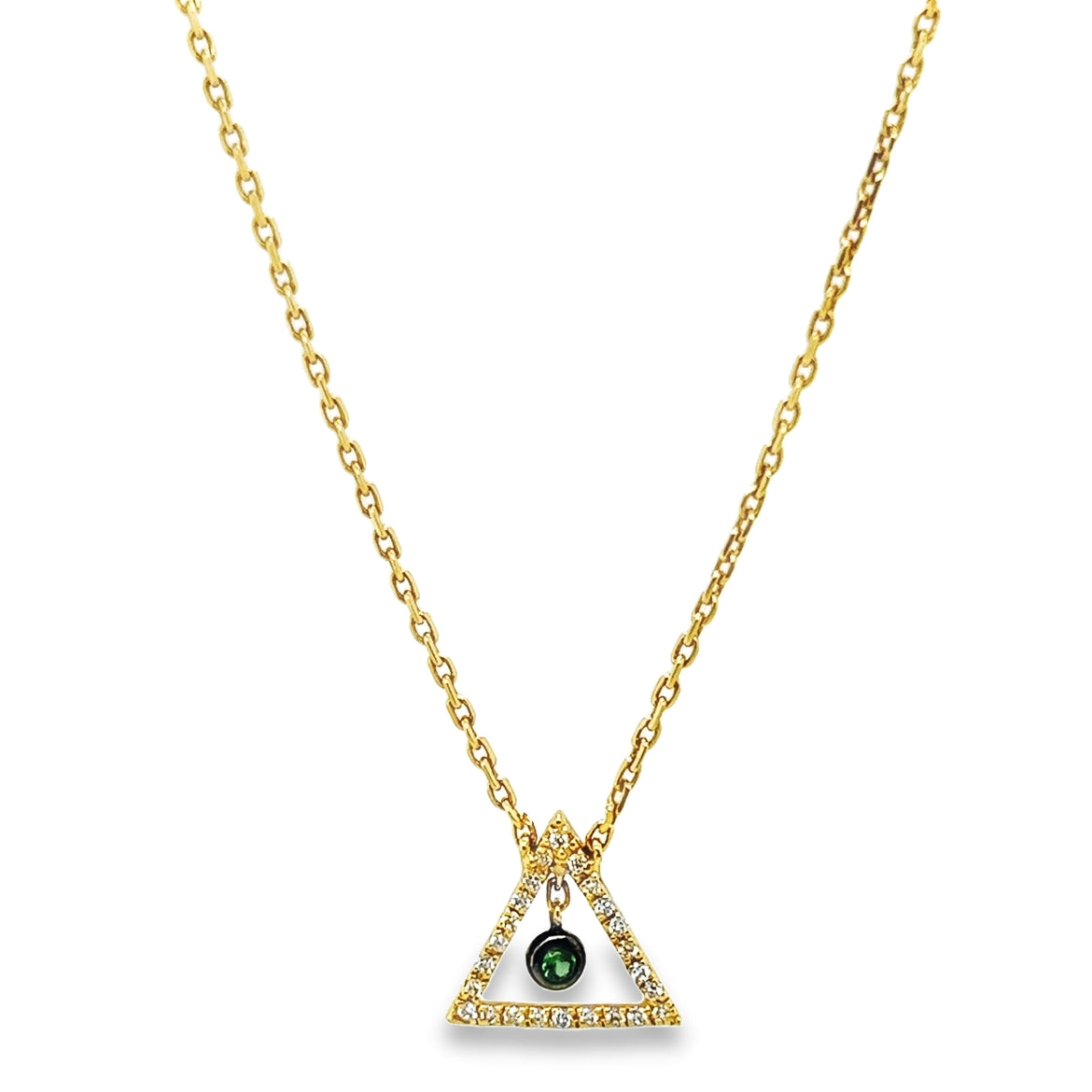 Dangling Diamond Triangle Necklace in 18K Yellow gold - BFZ04