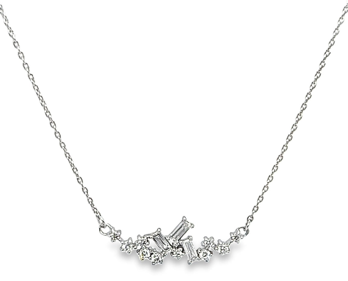 Irregular Shaped Diamond Necklace in 18K White gold - S-P319S