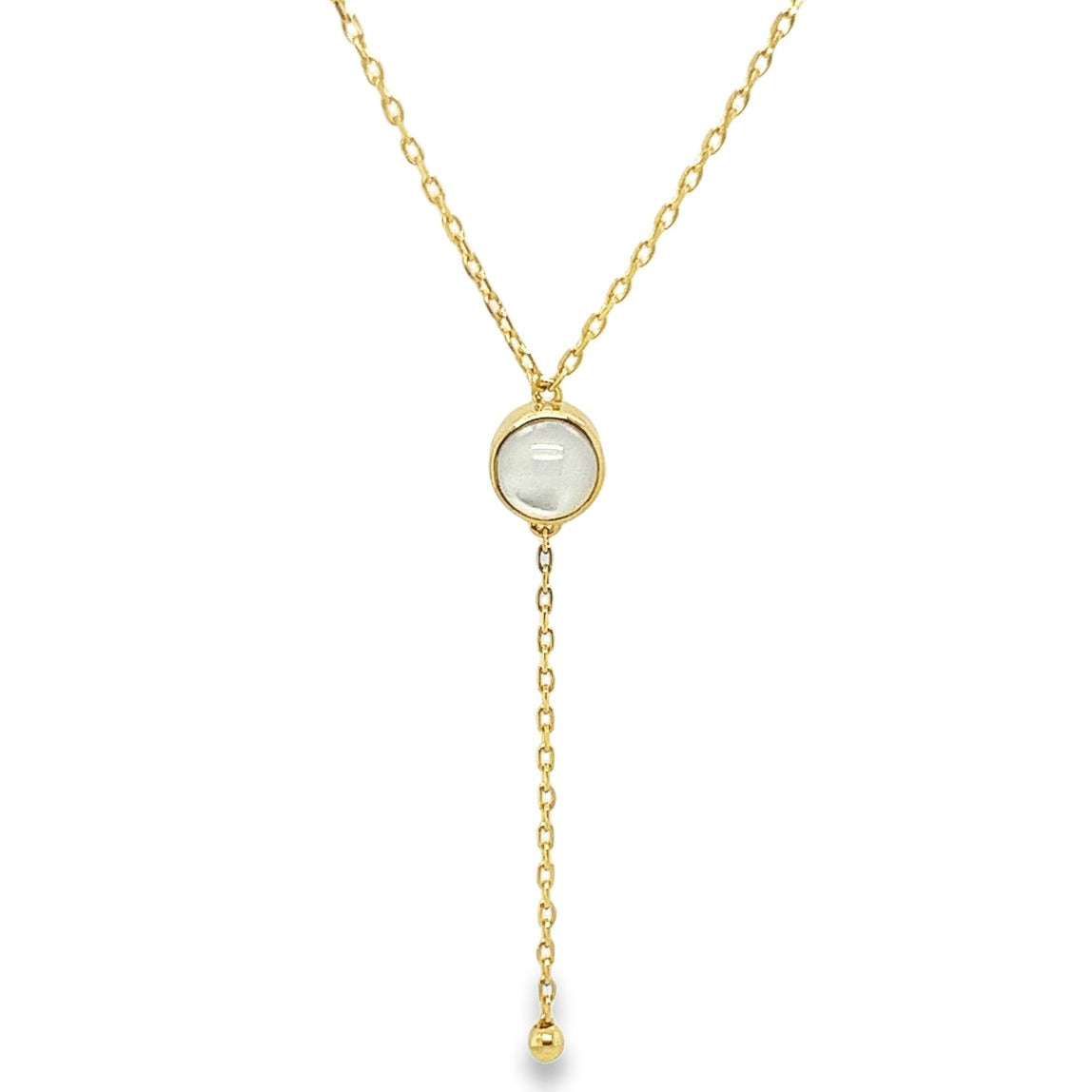 Simple Central Pearl Gold Necklace in 18K Yellow gold - S-N048S