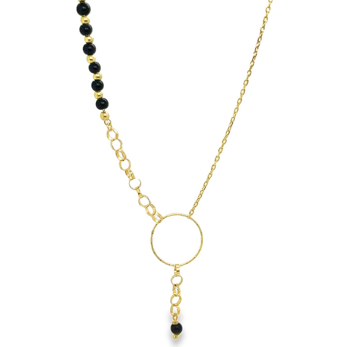 Perfect Gold Necklace With a Ring in Center in 18K Yellow gold - J-P007A