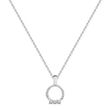 Central Circle with Multi Diamonds Necklace in WHITE 18 K Gold - S-P236SON