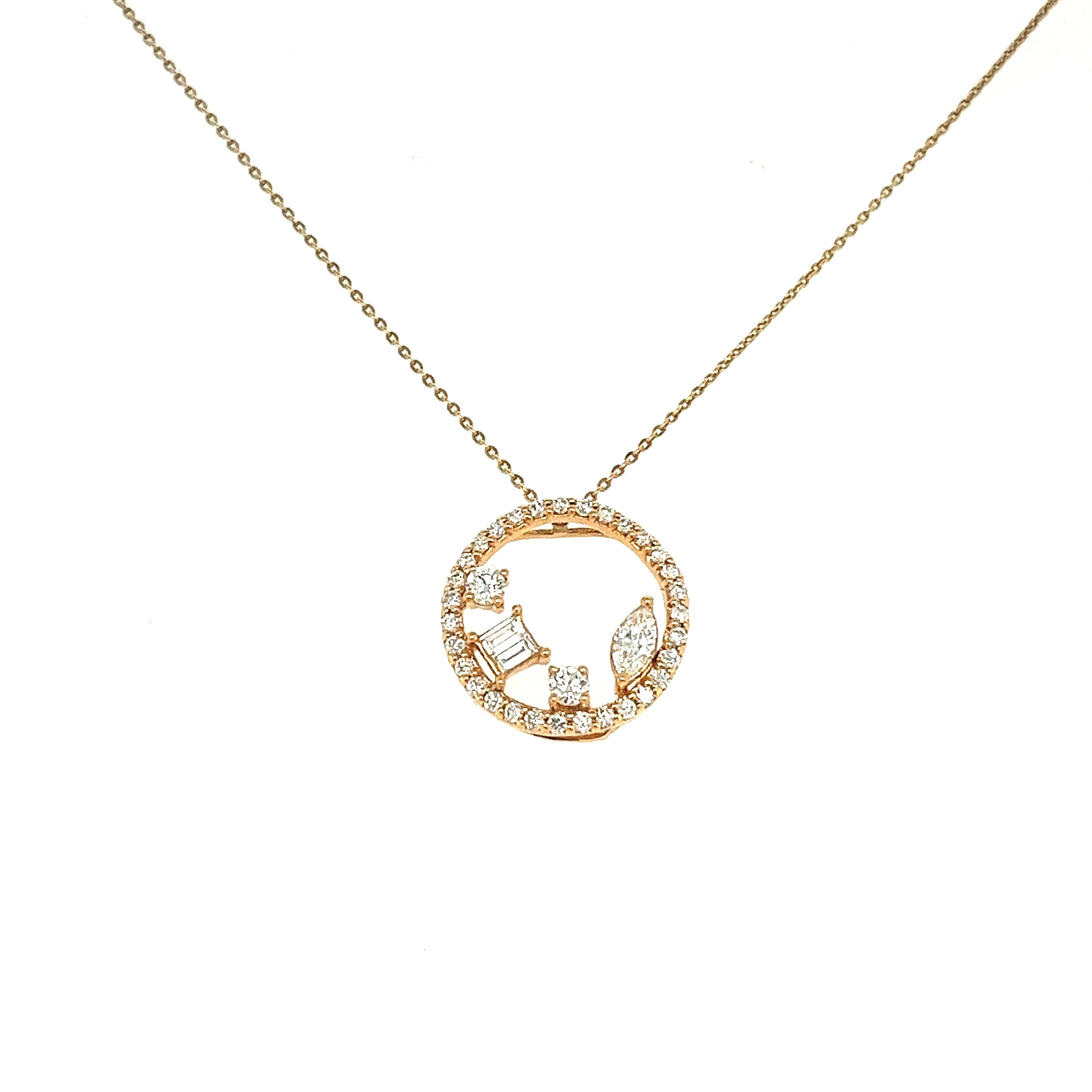 Circular Shaped Diamond Necklace in 18K Rose Gold - P84A