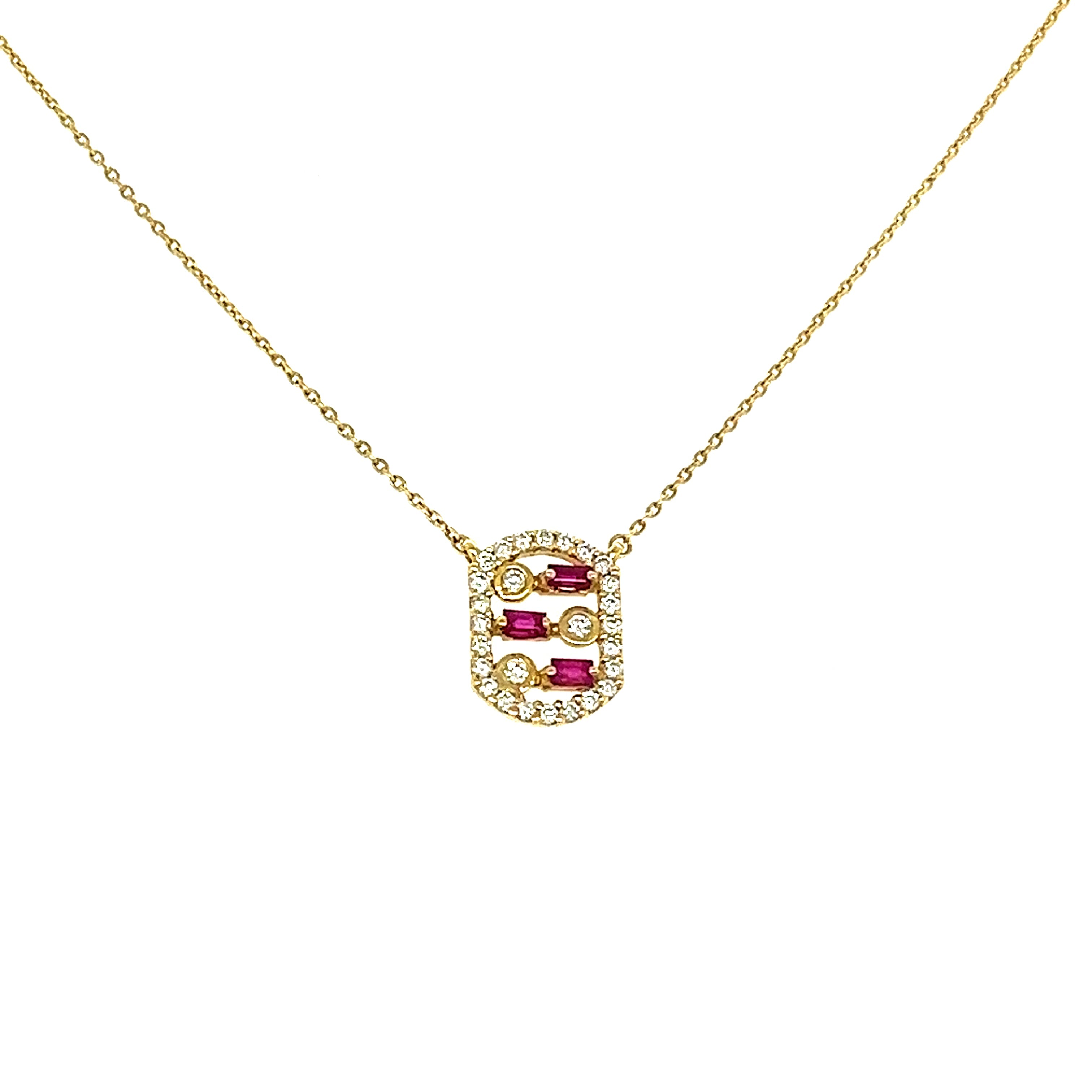 Ruby and Diamonds Necklace in 18K Yellow Gold - B-LINK164P