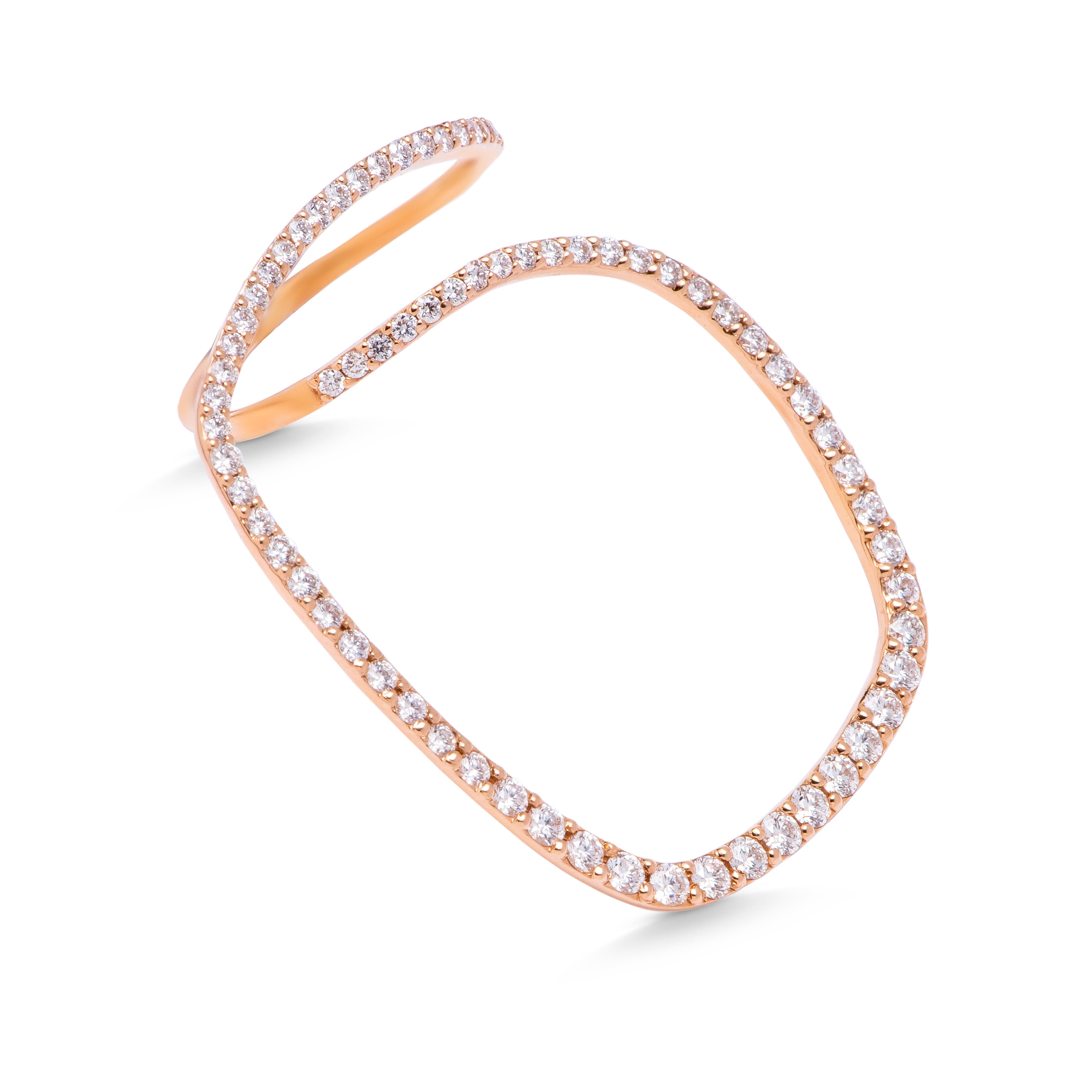 Spiral diamond Ring in 18k Rose Gold - S-RF006S