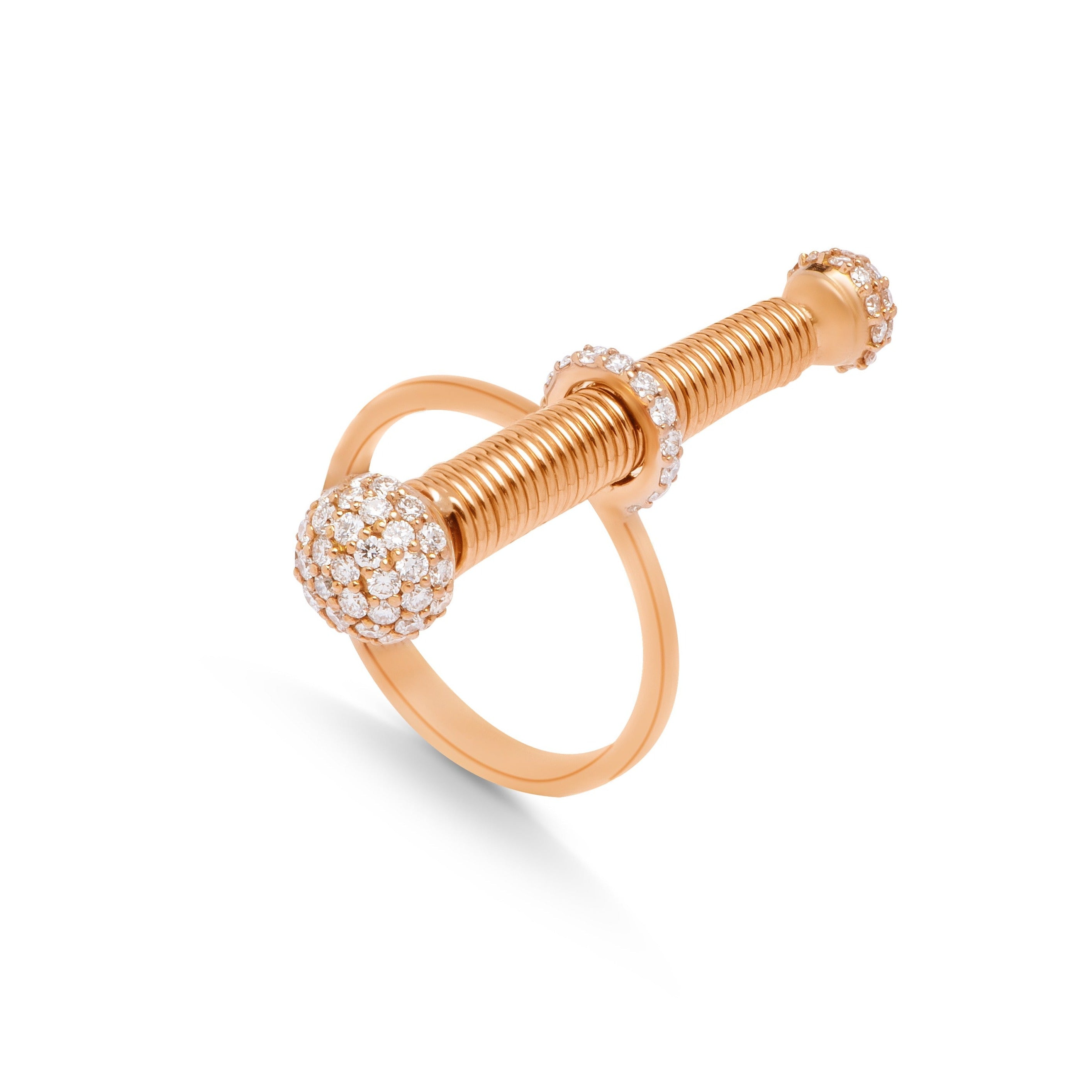 A diamond Ring in a Micophone shape in 18k Rose Gold - S-R86E