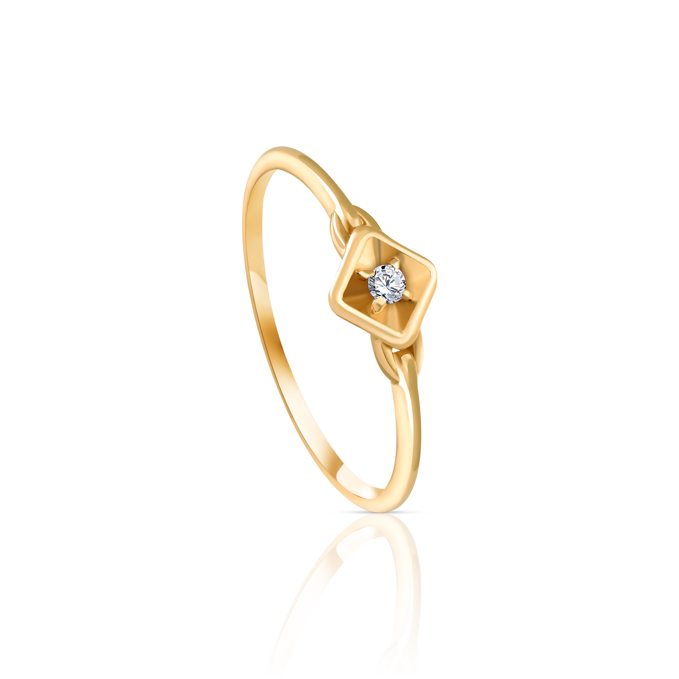 Diamond Center Unique Ring in Yellow 18 K Gold - S-R183SON
