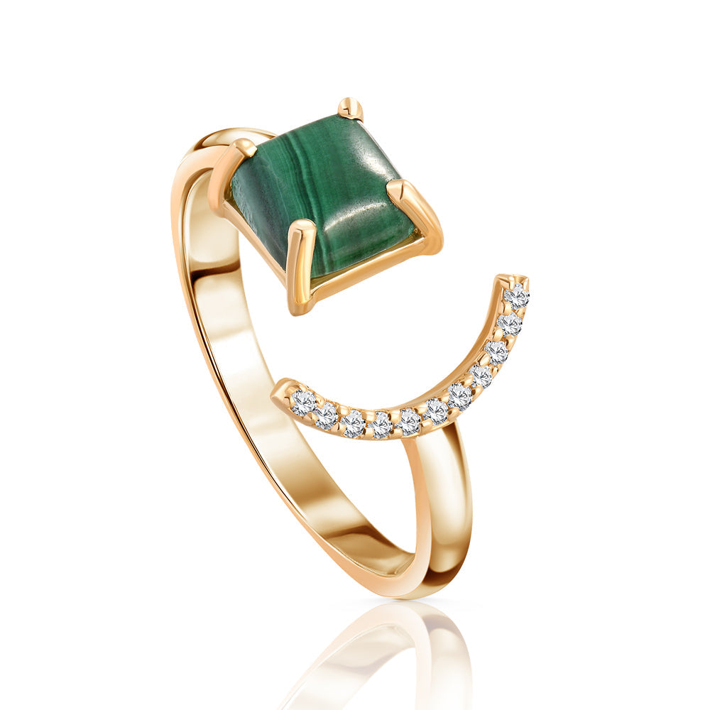EDEN malachite diamond ring in 18K Yellow gold / S-R292S