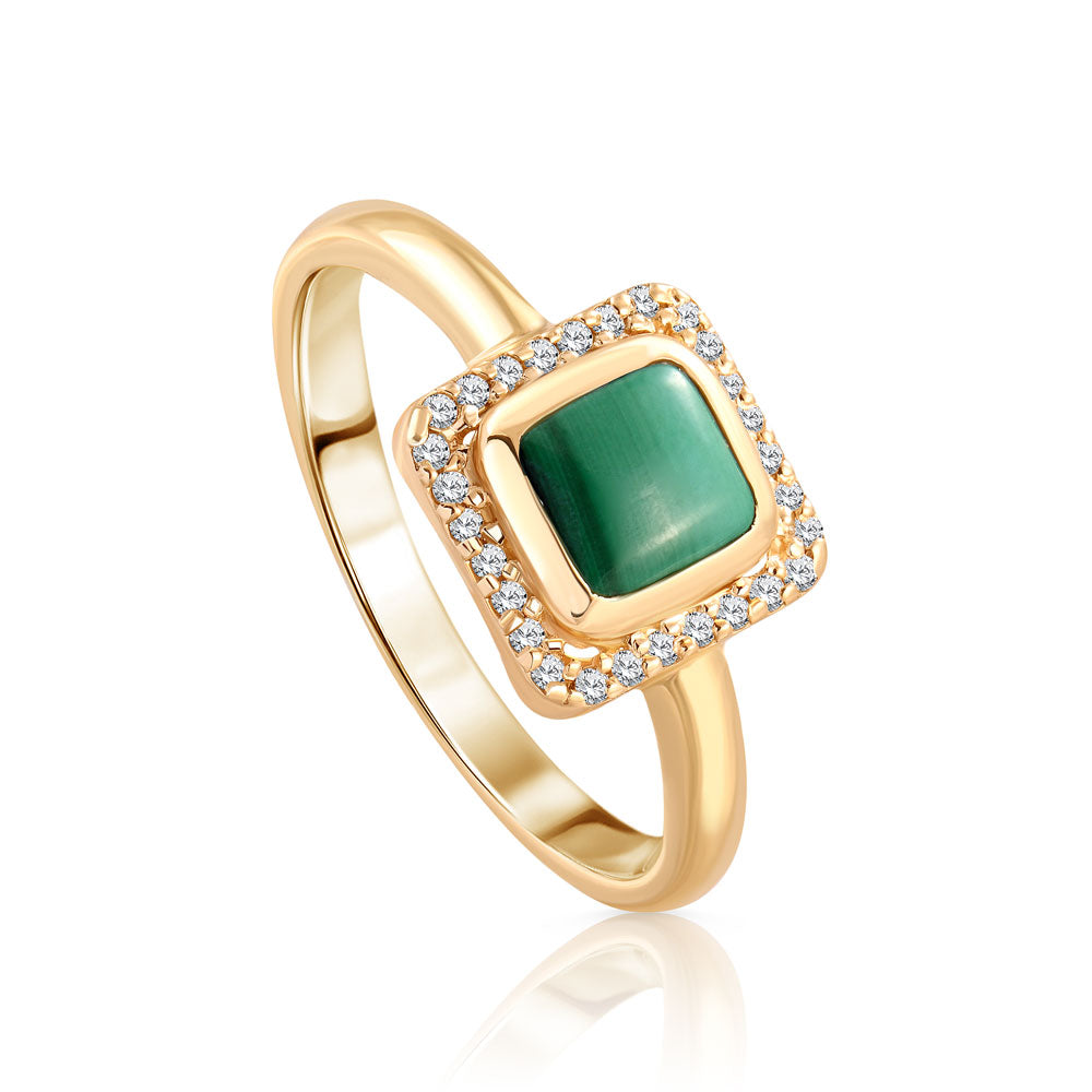 Malachite summer Emerald Stone Diamond Ring fits you perfectly in 18K Gold Yellow gold / S-R294S