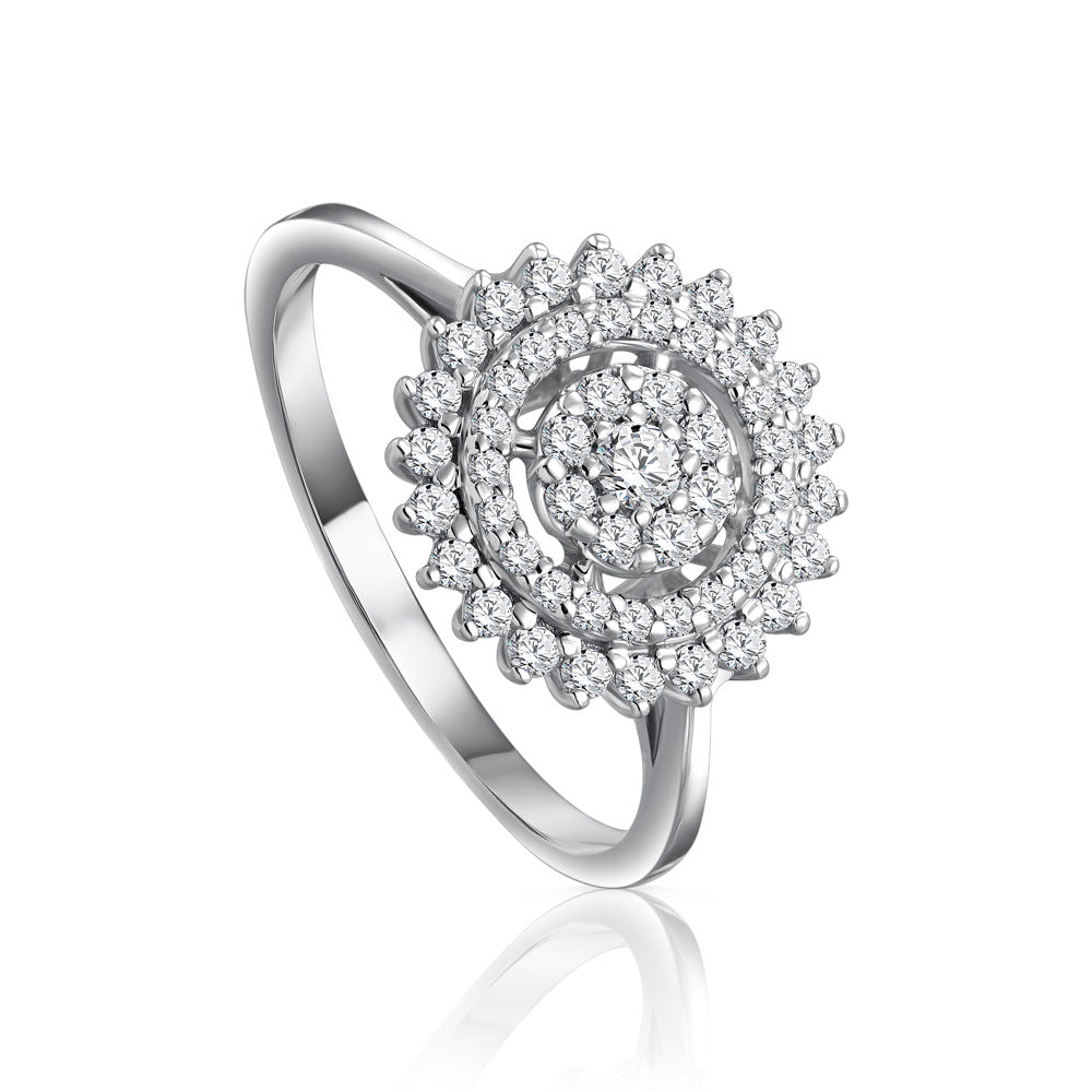 Classic Diamond Ring round shape in 18k White Gold S-R271S