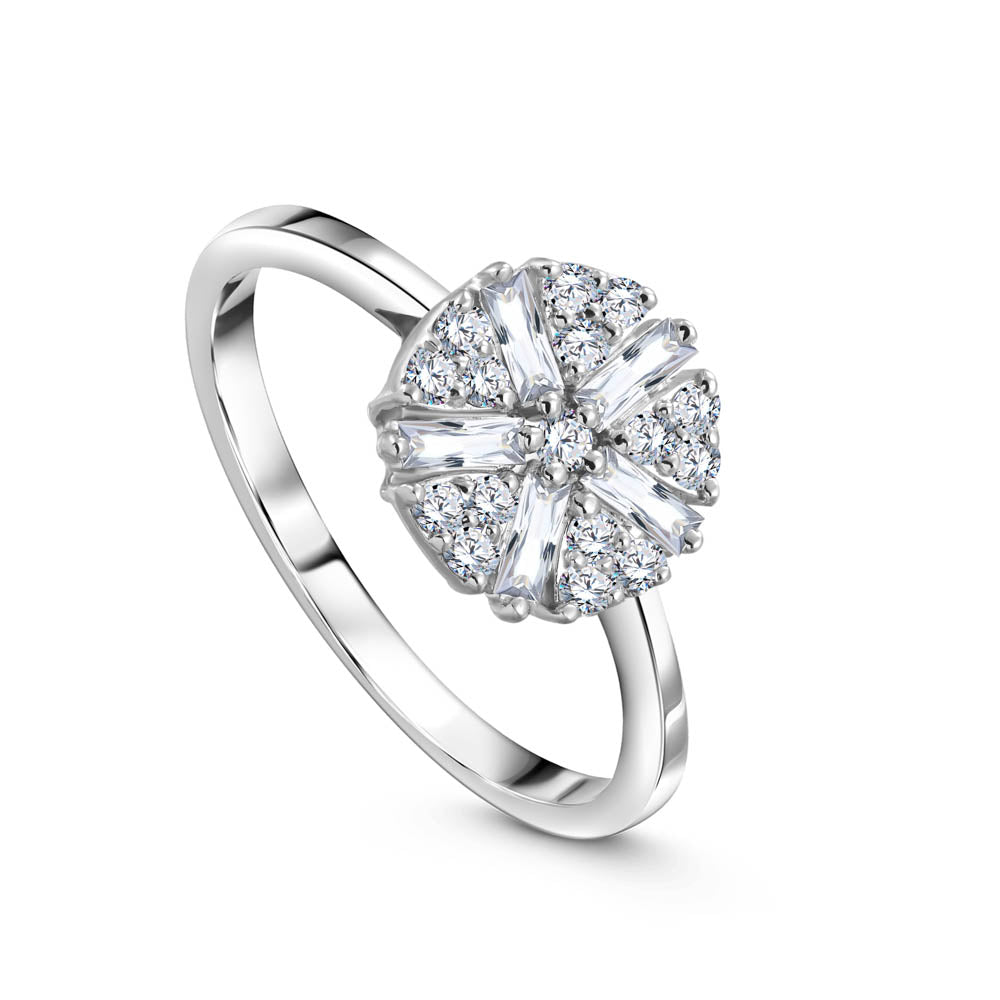 Classic Diamond Ring Baguette shape in 18k White Gold / S-R269S