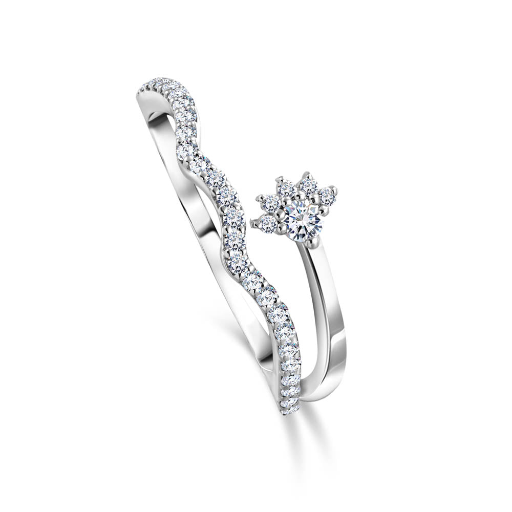 Double layer Diamond ring in 18k White Gold / S-R254S