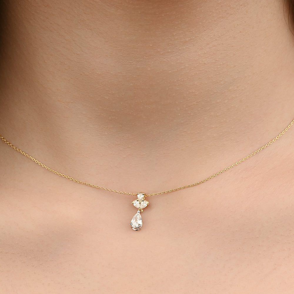 Dangling Pear Diamond Necklace in 18k Yellow gold - B-LINK260P