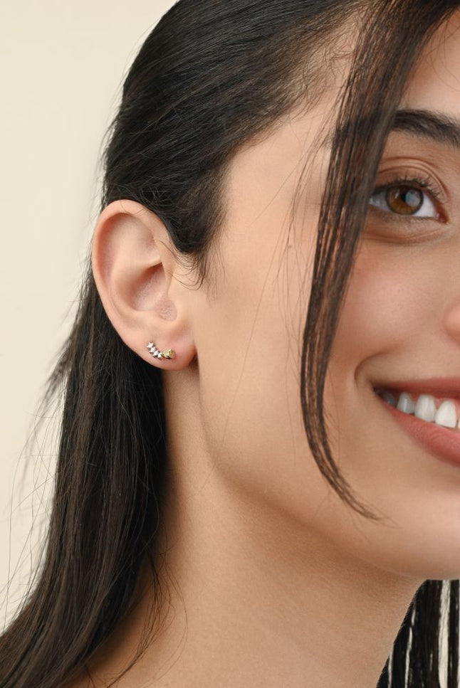 Earring branch shape white Yellow Sapphire Stone in 18k white gold - B-LINK261E