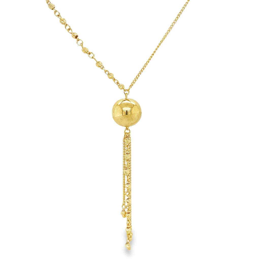 A pretty unique dangling golden ball Necklace in 18K Yellow gold - BGLT0801N