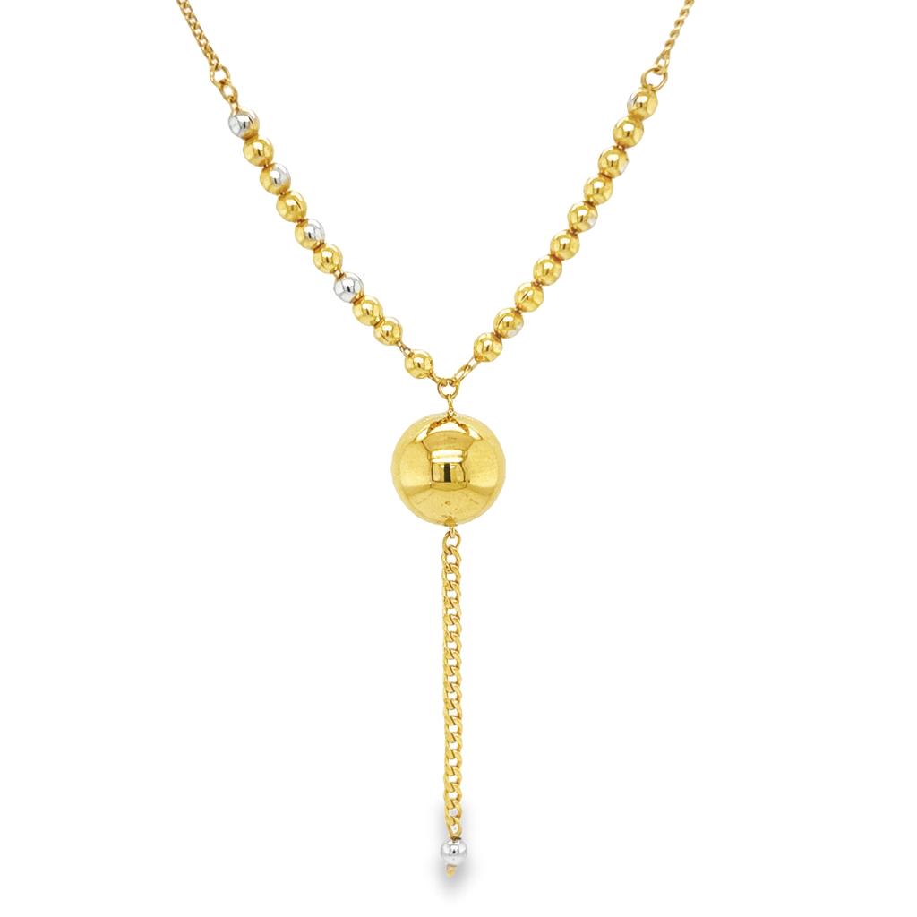 A pretty unique dangling golden ball Necklace with 2 balls lines in 18K Yellow gold - BMT0807N