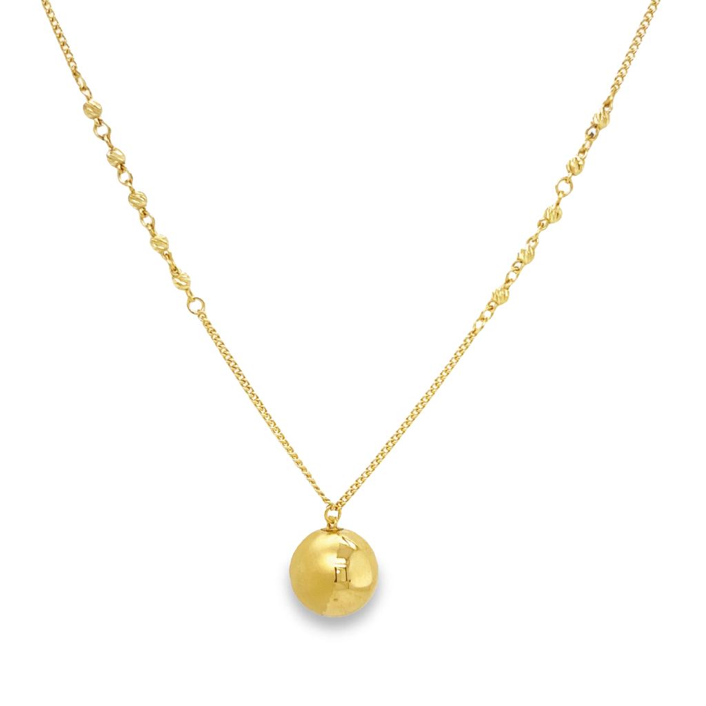 A pretty unique dangling golden ball Necklace in 18K Yellow gold - BPLT0806N