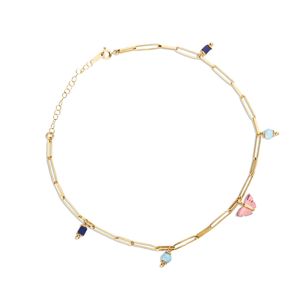 Summer beaded Anklet and clipped in 18K Rose Gold Rose gold / S-X034K