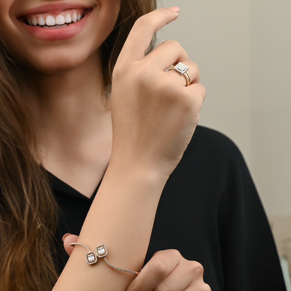 Amazing Baguette Diamond Bangle in 18k Rose gold - DZ12233/J