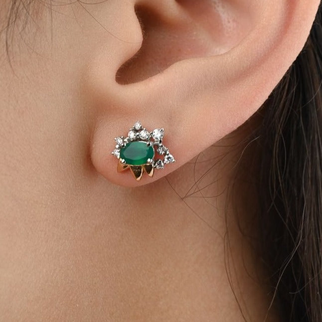Different earrings with emerald stone in 18k White gold - I-E189S