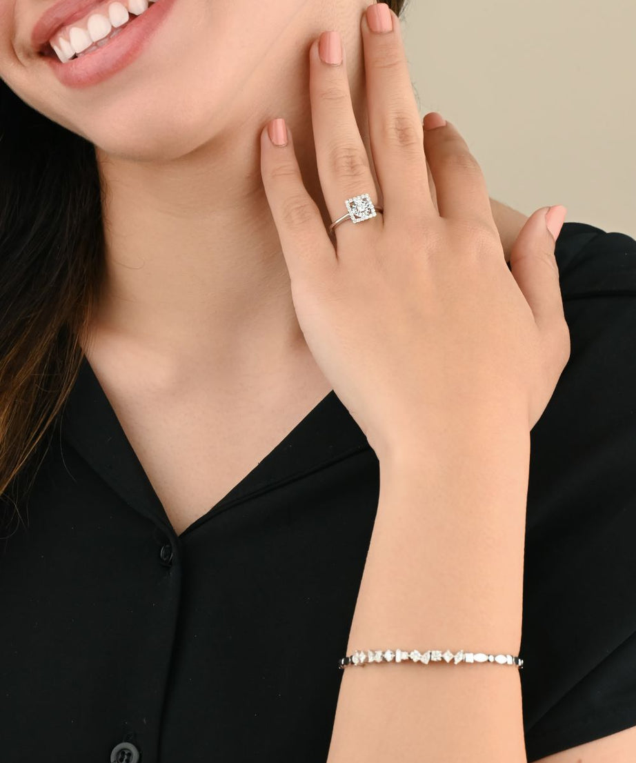 Unique irregular diamond bangle - S-B307X