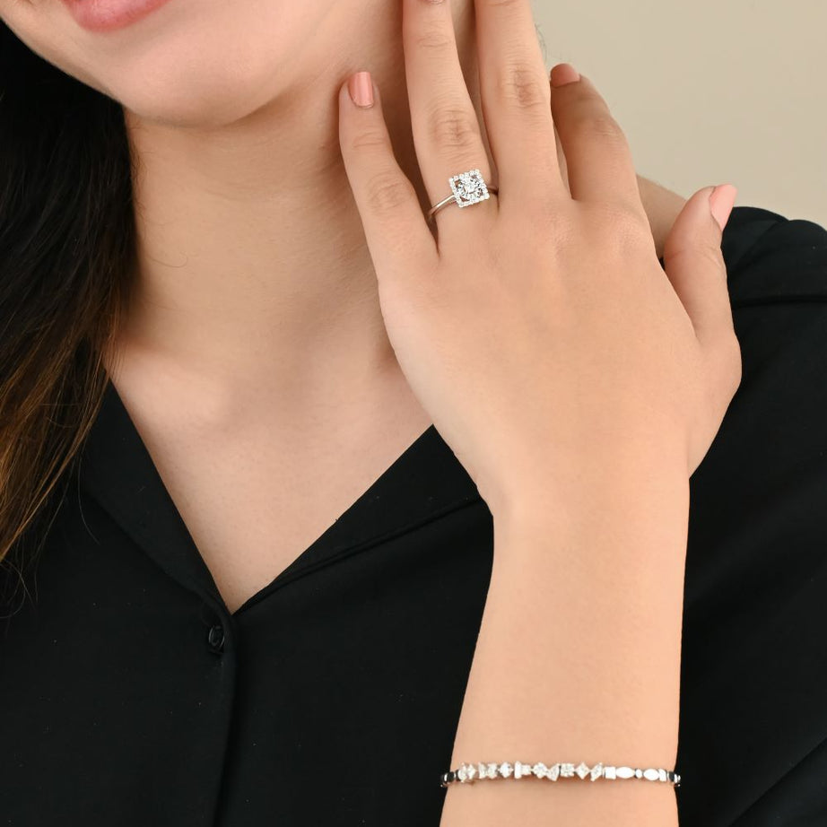 Unique irregular diamond bangle - S-B307X