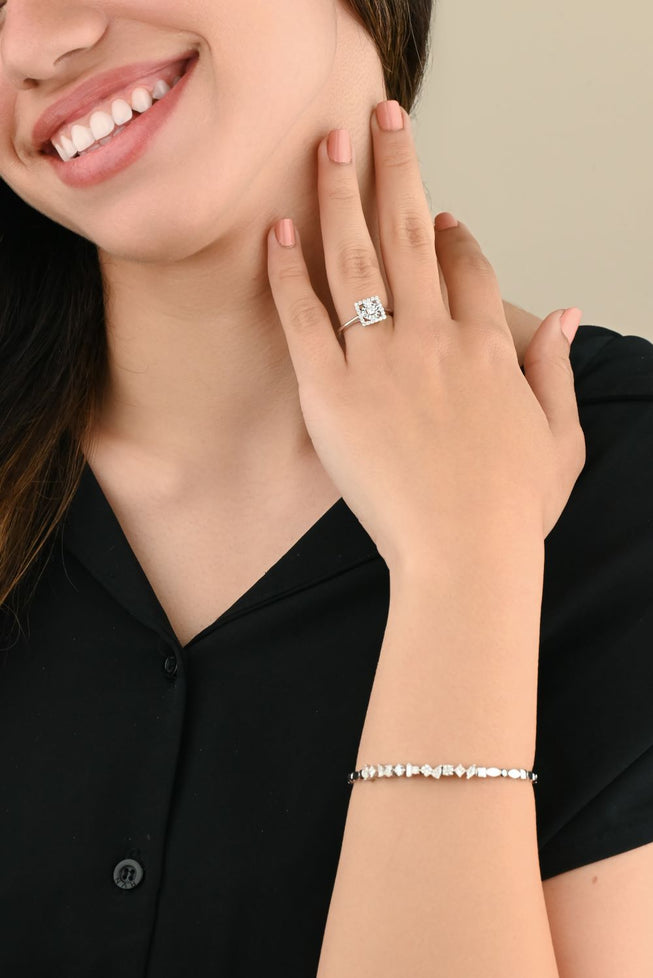 Unique irregular diamond bangle - S-B307X