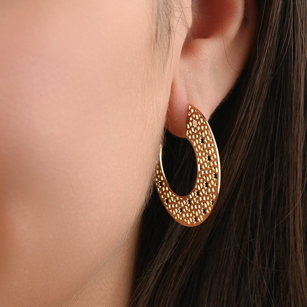 Islamic Hilal Earring in a Perfect Shape in 18K Yellow Gold - J-H010EC