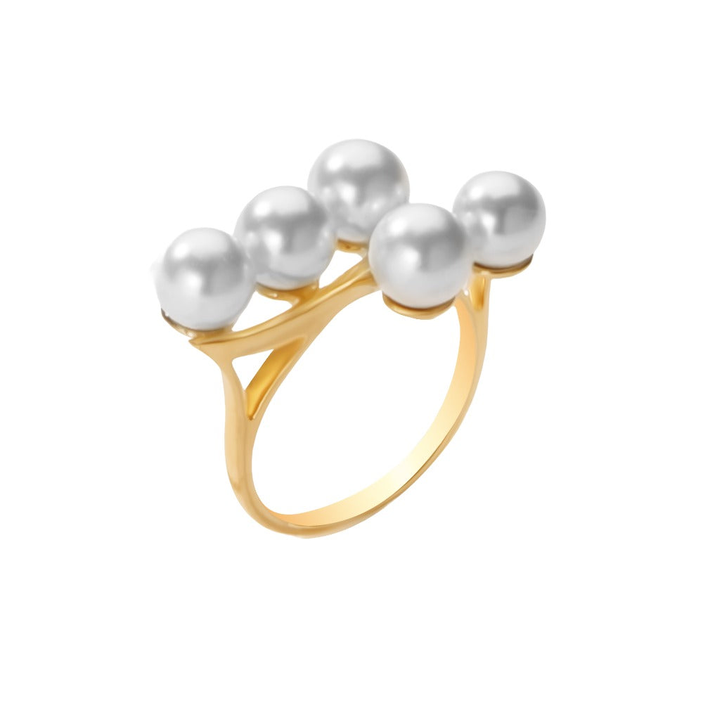 Irregular Shape Pearl Ring in 18K Yellow Gold / J-R006C